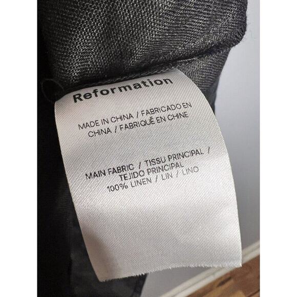 NEW Reformation Sawyer Linen Mini Dress Black Size 2 - Picture 8 of 10